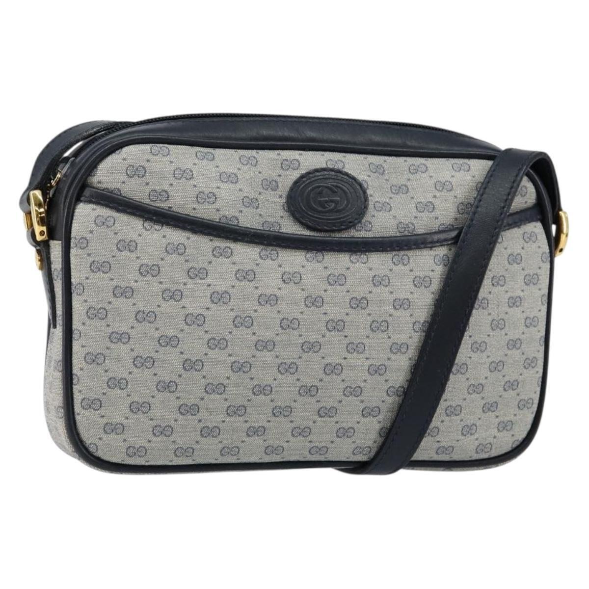 Gucci Micro Gg Supreme Shoulder Bag Pvc Navy Gold 007 56 0095 Auth Fm4868